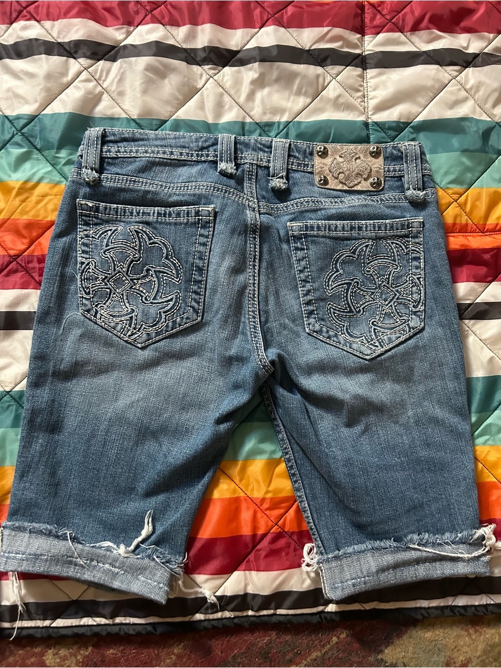 Miss Me Denim Bermuda Shorts - Light Blue
